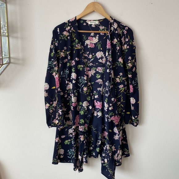 Sweaters - ❤️3 for $30❤️ Floral Long sleeve Cardigan Navy Blue with Pink Flowers